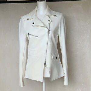 Veronica Beard Scuba Hadley Women's Ivory Moto Jacket